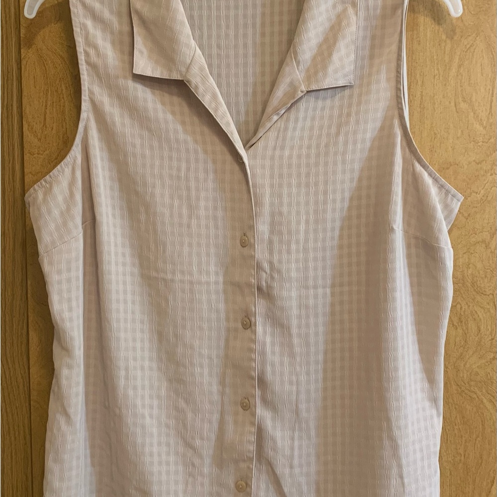 Sleeveless Beige Button-Up Top